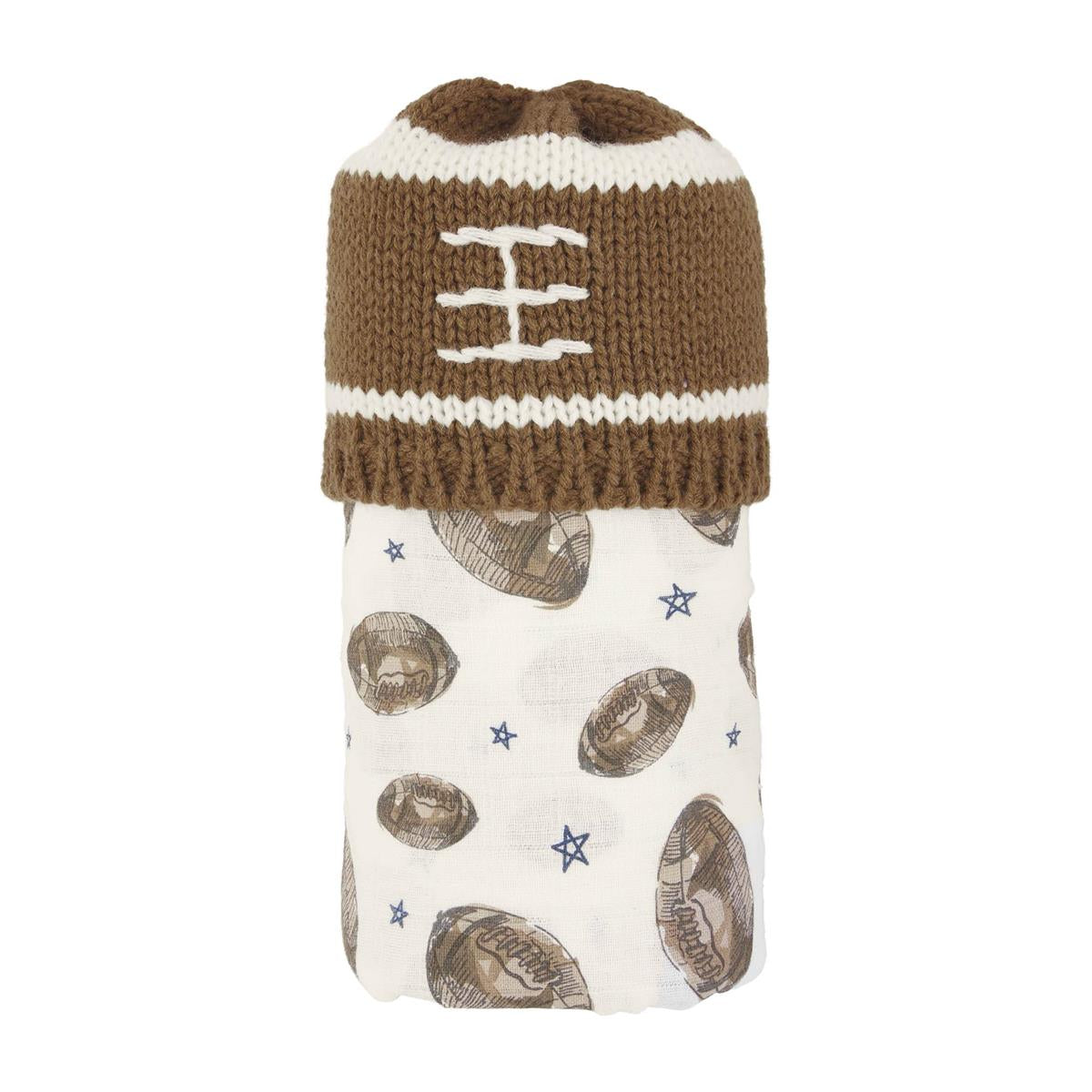Mud Pie Football Swaddle & Hat Sets