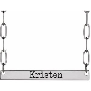 Sterling Silver Engravable Bar 18" Necklace 88328:110:P