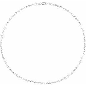 Sterling Silver 3.2 mm Heart 20" Chain CH1207:118:P
