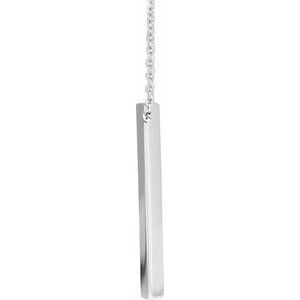 Sterling Silver Engravable Three-Sided Bar 16-18" Necklace 88315:138:P