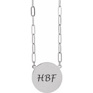 Sterling Silver Engravable Disc 16" Necklace 88477:1016:P