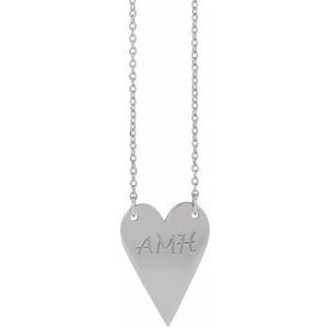 Sterling Silver Engravable Heart 18" Necklace 88620:121:P
