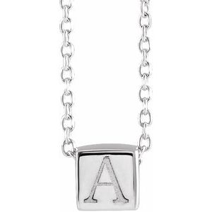Sterling Silver 5x5 mm Cube 18" Necklace 87424:115:P
