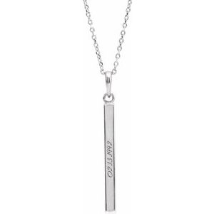 Sterling Silver Engravable Four-Sided Bar 16-18" Necklace 88625:113:P