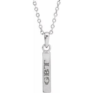 Sterling Silver Engravable Four-Sided Bar 16-18" Necklace 88625:106:P