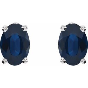 Sterling Silver Natural Blue Sapphire Earrings 1870:239:P