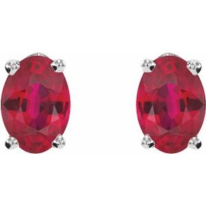 Sterling Silver Natural Ruby Earrings 1870:264:P
