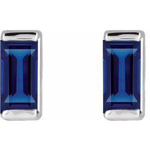 Sterling Silver Lab-Grown Blue Sapphire Earrings 88107:134:P