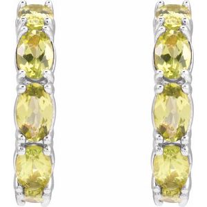 Sterling Silver Natural Peridot 18.2 mm Hoop Earrings 88765:218:P