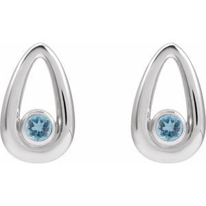 Sterling Silver Natural Aquamarine Geometric Earrings 88772:104:P