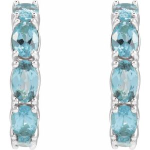 Sterling Silver Natural Aquamarine 18.2 mm Hoop Earrings 88765:248:P