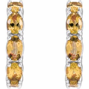 Sterling Silver Natural Citrine 18.2 mm Hoop Earrings 88765:245:P