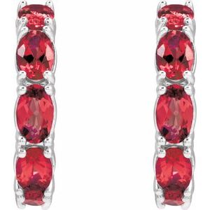 Sterling Silver Natural Ruby 18.2 mm Hoop Earrings 88765:199:P