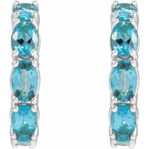 Sterling Silver Natural Blue Zircon 18.2 mm Hoop Earrings 88765:223:P
