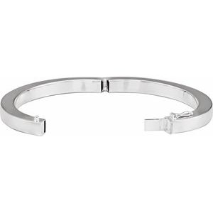 Sterling Silver Square Tube Hinged Bangle 7" Bracelet BRC988:101:P