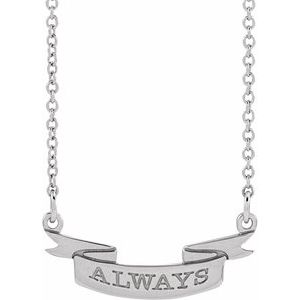 Sterling Silver Engravable Ribbon 16" Necklace 88769:109:P