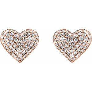 14K Rose 1/2 CTW Lab-Grown Diamond Puffed Heart Earrings 689409:LG702:P