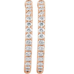 14K Rose 2 CTW Natural Diamond Inside-Outside 29.5 mm Hinged Hoop Earrings 650183:123:P
