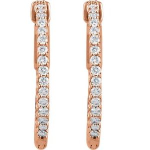 14K Rose 3/4 CTW Lab-Grown Diamond Inside-Outside 23 mm Hinged Hoop Earrings 650183:LG618:P