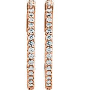 14K Rose 1 CTW Lab-Grown Diamond Inside-Outside 26.5 mm Hinged Hoop Earrings 650183:LG621:P