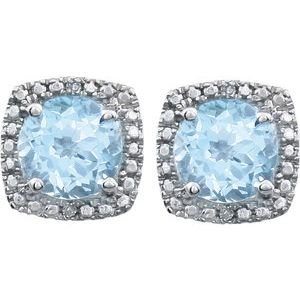 Sterling Silver Natural Sky Blue Topaz & .015 CTW Natural Diamond Earrings 650167:110:P