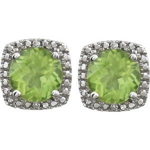 Sterling Silver Natural Peridot & .015 CTW Natural Diamond Earrings 650167:103:P