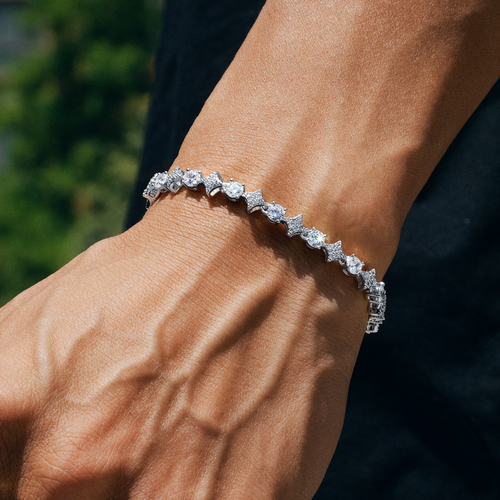 Helloice 5mm Iced Quadrangular Star Bracelet