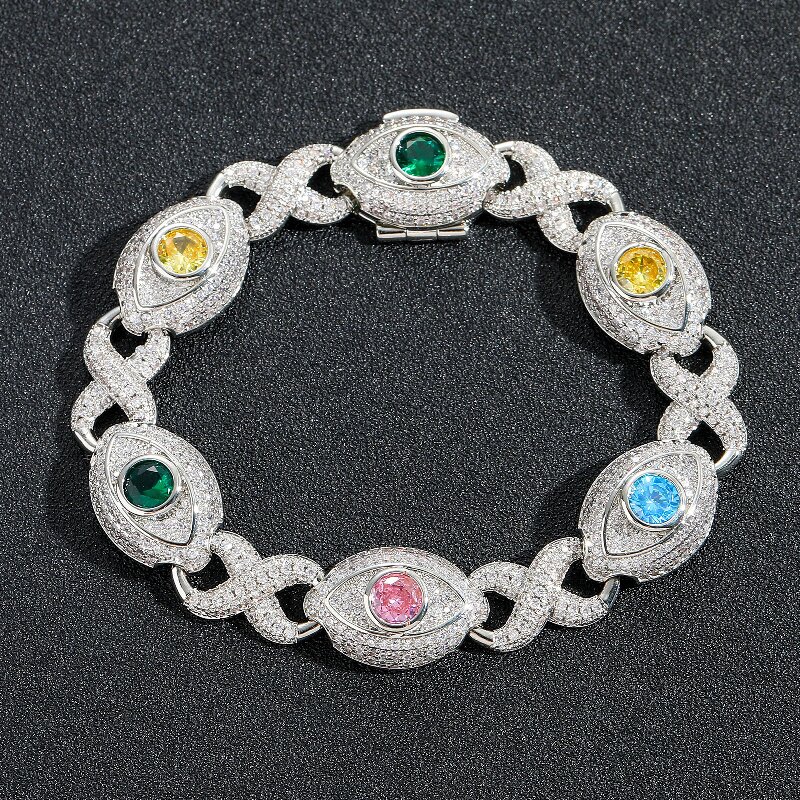 Helloice 14mm Eyes Infinity Sign Fancy Color Diamond Bracelet