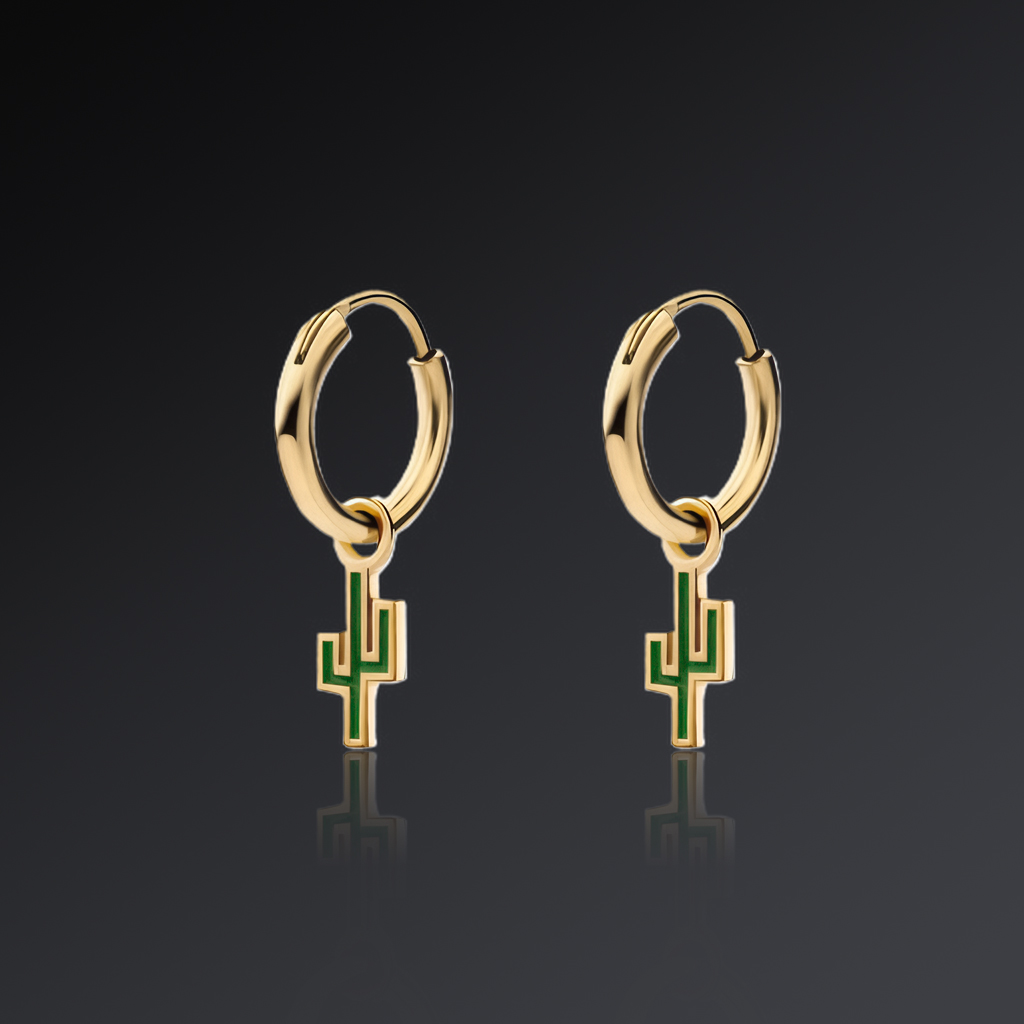 Helloice Enameled Cactus Dangle Earrings