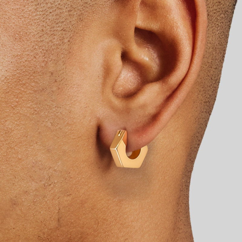 Helloice Hex Nut Hoop Earrings