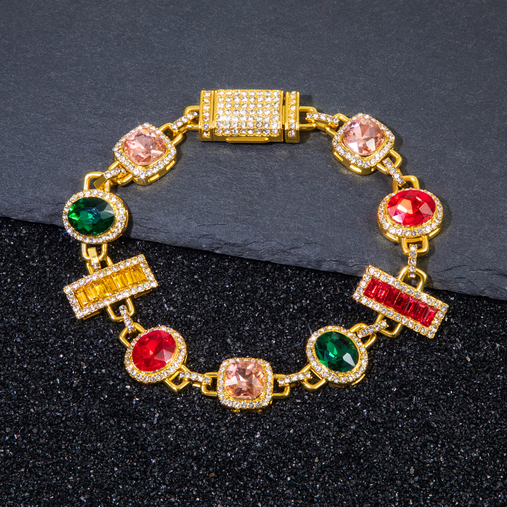 Helloice Colorful Diamonds Baguette Cut Bracelet