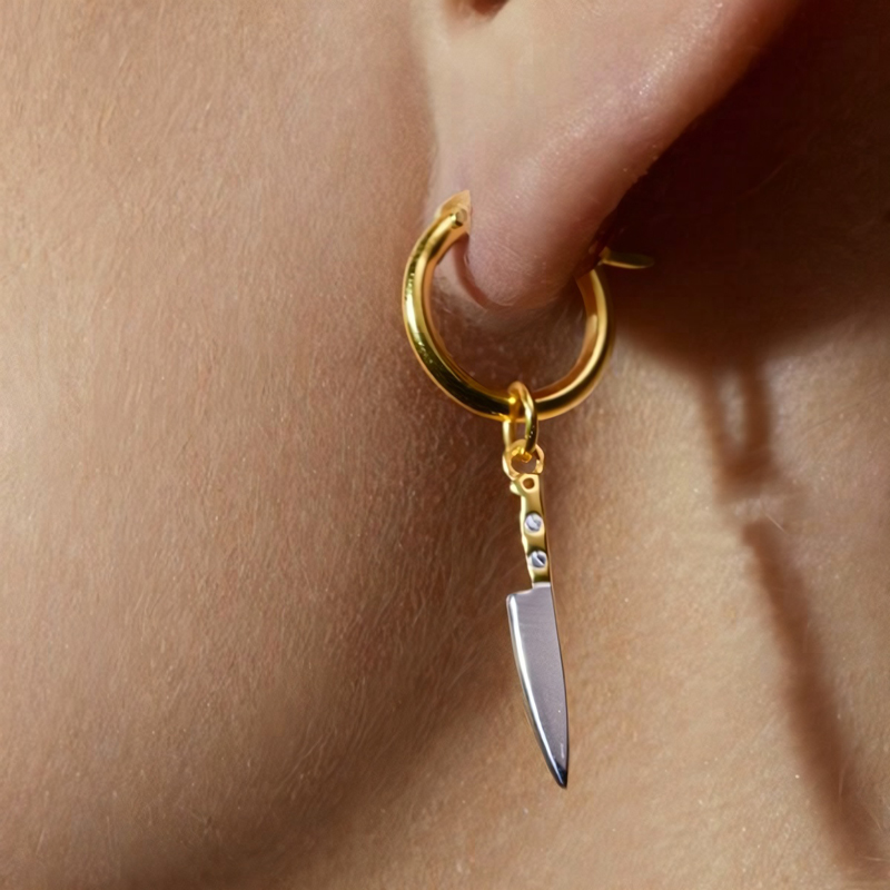 Helloice Two-tone Knife Dangle Earrings