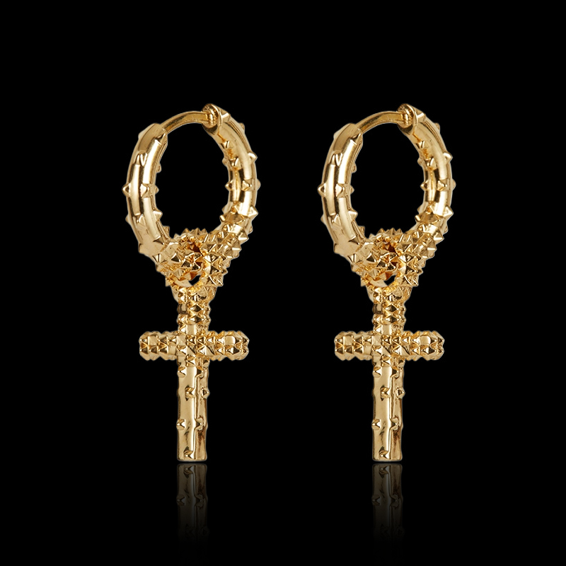 Helloice Spiked Cross Dangle Earrings