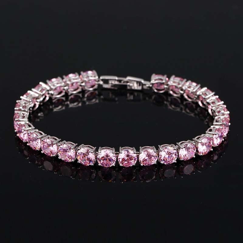 Helloice 6mm Pink Tennis Bracelet in White Gold