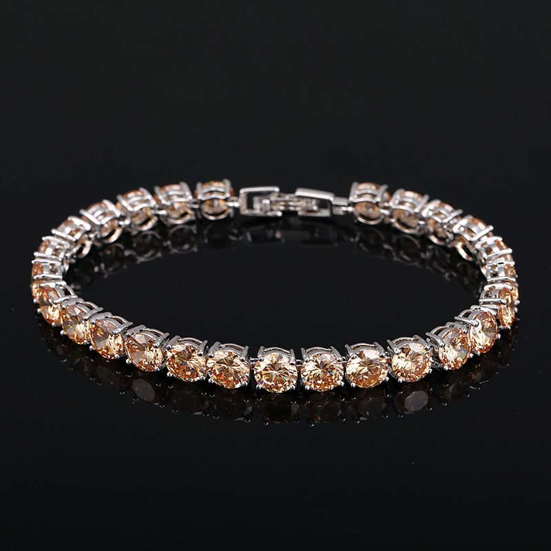 Helloice 6mm Champagne Tennis Bracelet in 18K White Gold