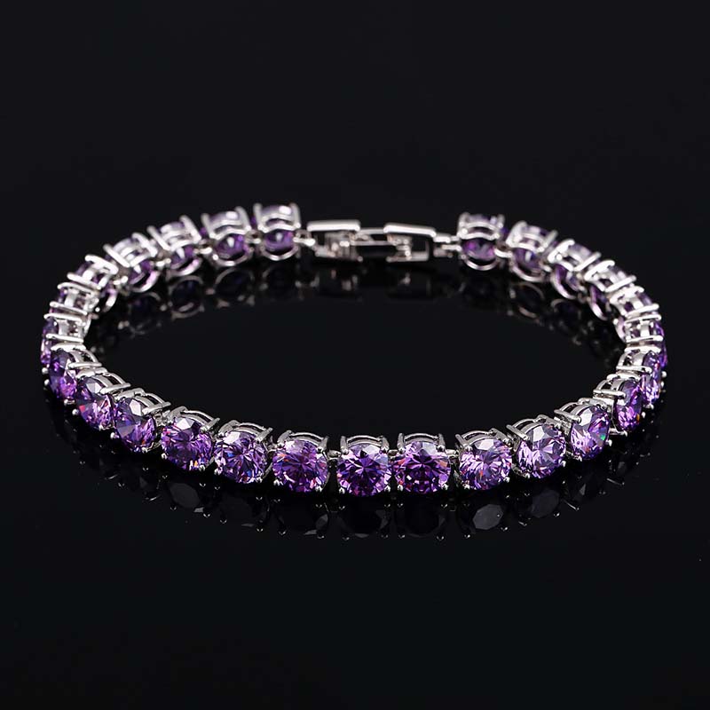 Helloice 6mm Purple Tennis Bracelet in 18K White Gold