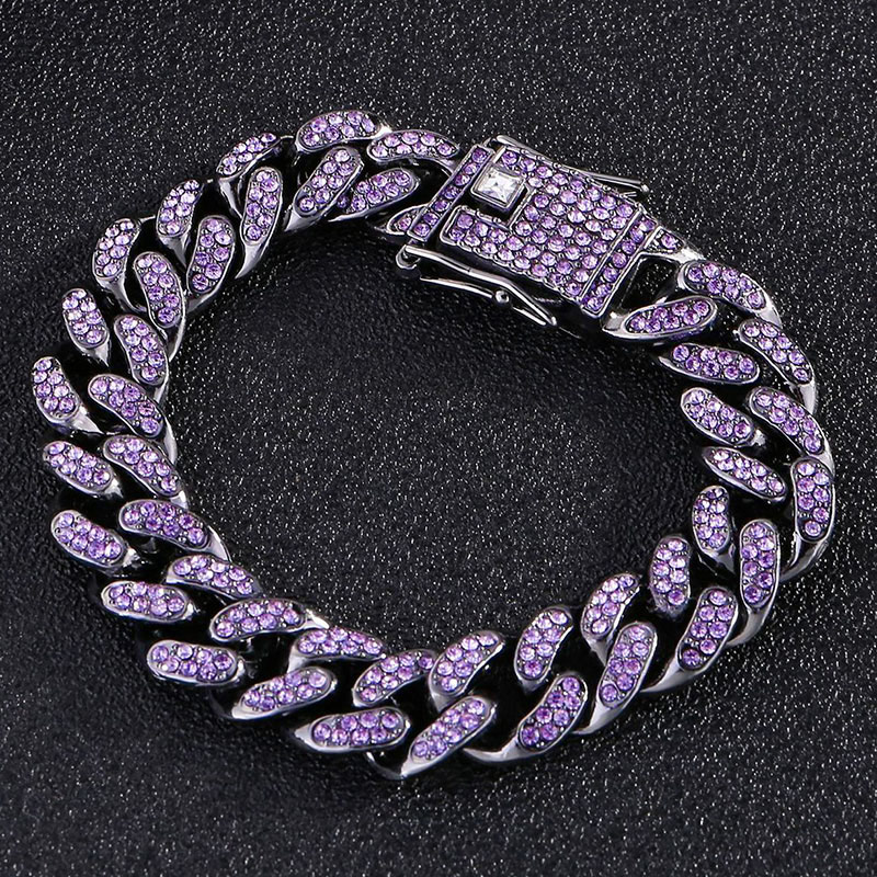 Helloice Iced Purple 13mm Miami Cuban Bracelet