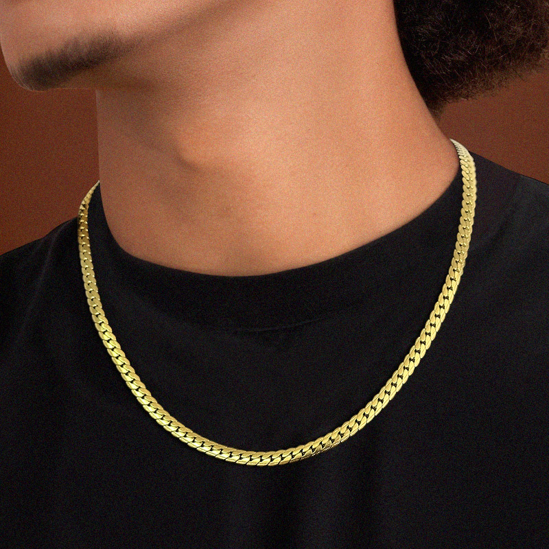 Helloice 5mm Titanium Steel Embossed Cuban Chain