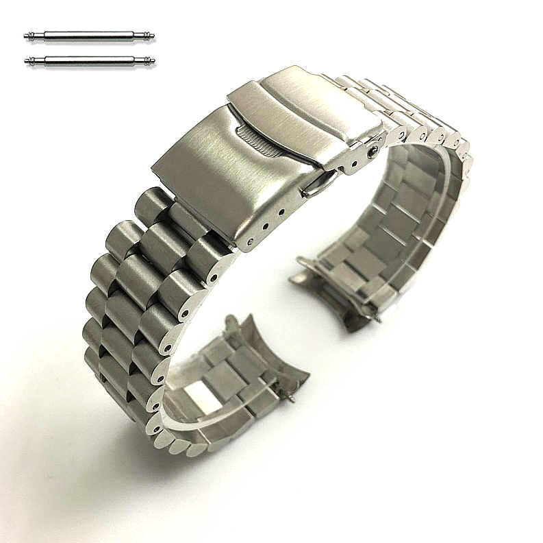 18mm Metal Steel President Style Replacement Curved End Watch Band #7021