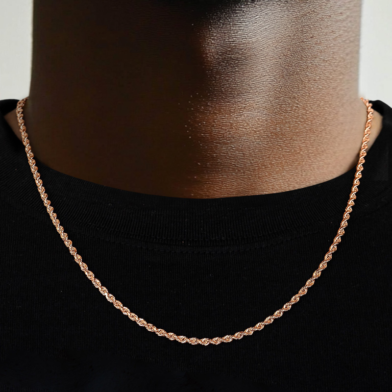 Helloice 3mm/4mm/5mm/6mm/7mm/8mm Rope Chain in Rose Gold