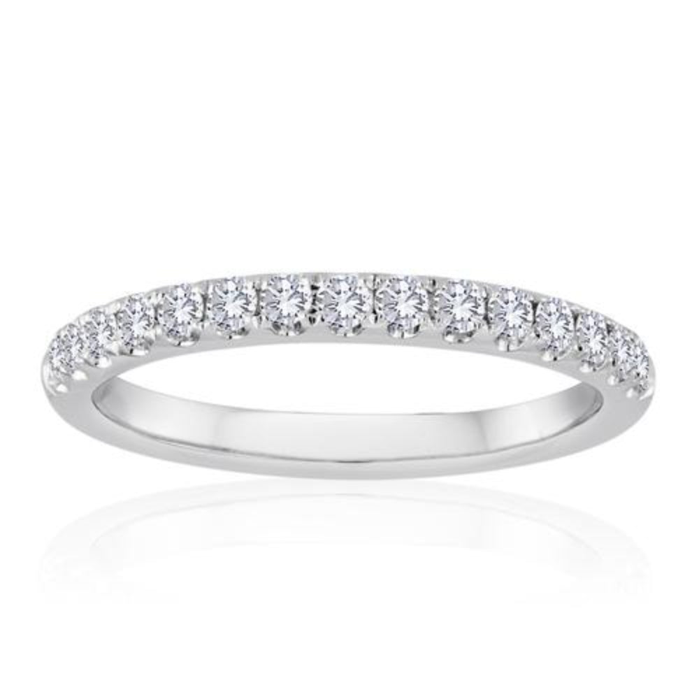 14k Gold Round Pave Set Diamond Wedding Band