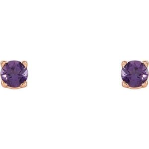 14K Rose 2.5 mm Natural Amethyst Stud Earrings 1874:70049:P