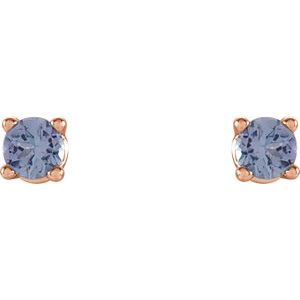 14K Rose 2.5 mm Natural Tanzanite Stud Earrings 1874:70055:P