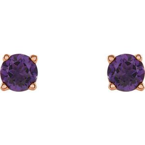 14K Rose 4 mm Natural Amethyst Stud Earrings 1874:70057:P