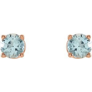 14K Rose 2.5 mm Natural Aquamarine Stud Earrings 1874:70050:P