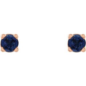 14K Rose 2.5 mm Natural Blue Sapphire Stud Earrings 1874:70051:P