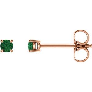 14K Rose 2.5 mm Natural Emerald Stud Earrings 1874:70052:P