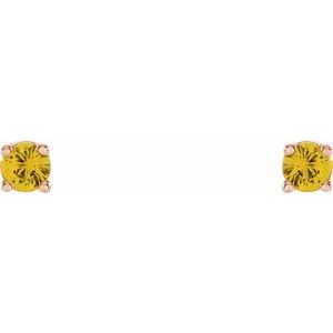 14K Rose 2.5 mm Natural Yellow Sapphire Stud Earrings 1874:70056:P
