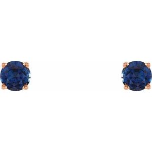 14K Rose 4 mm Natural Blue Sapphire Stud Earrings 1874:70059:P