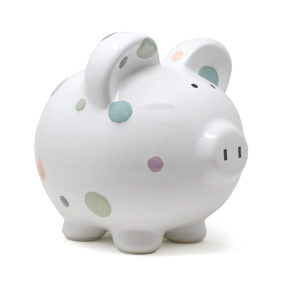 Child To Cherish Pastel Multi Dot Piggy Bank